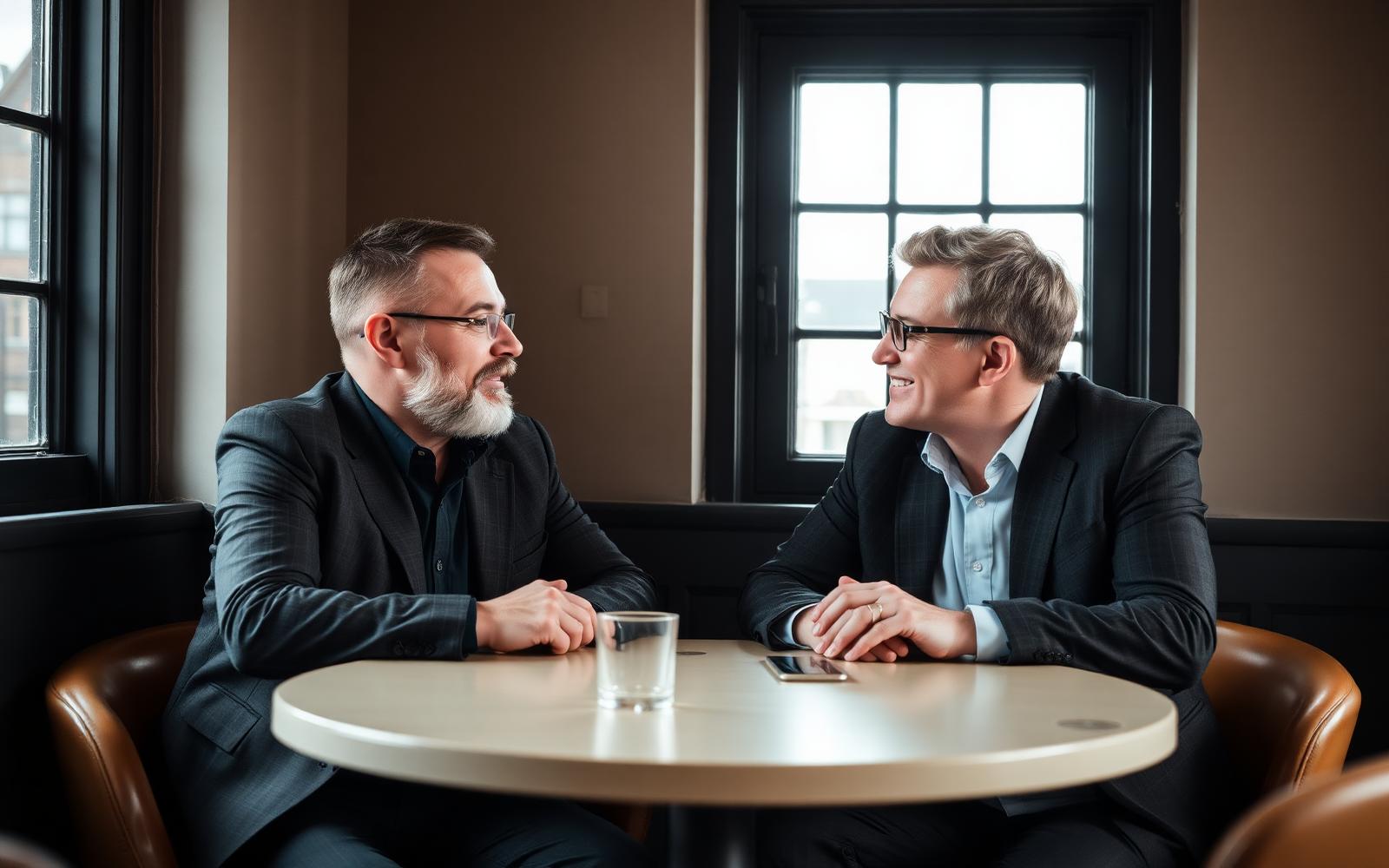 Two business owners in a one-on-one discovery conversation